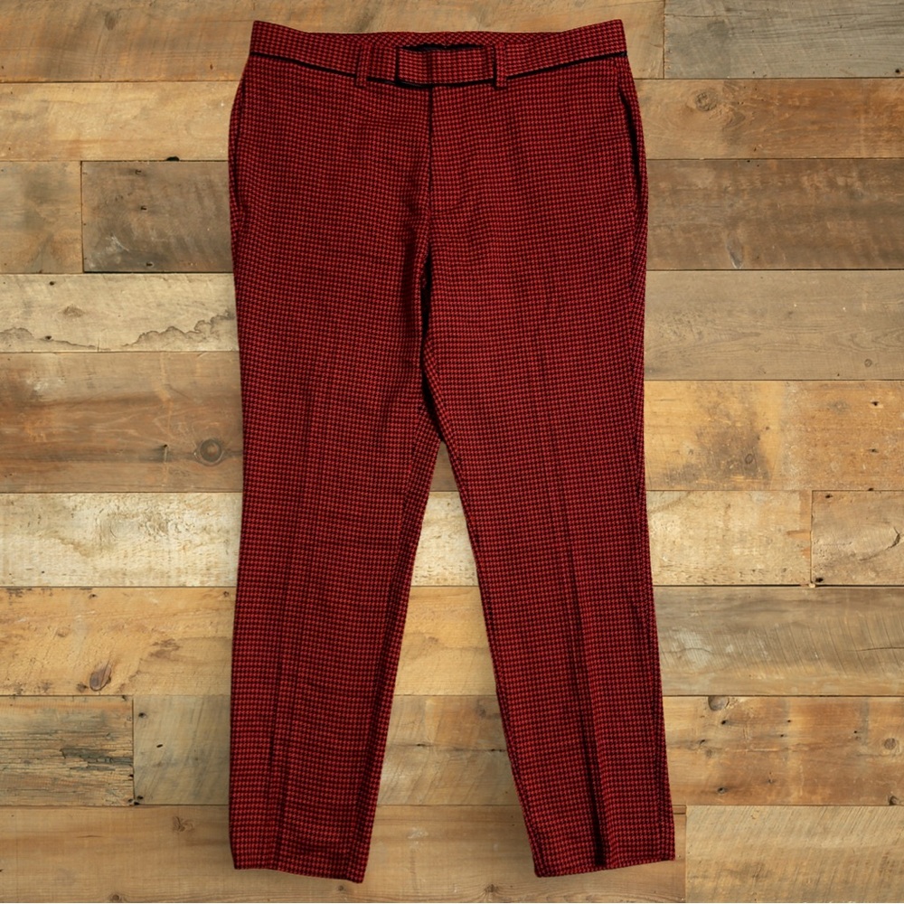 Topman Burgundy HOUNDSTOOTH Pants Burgundy Size 34